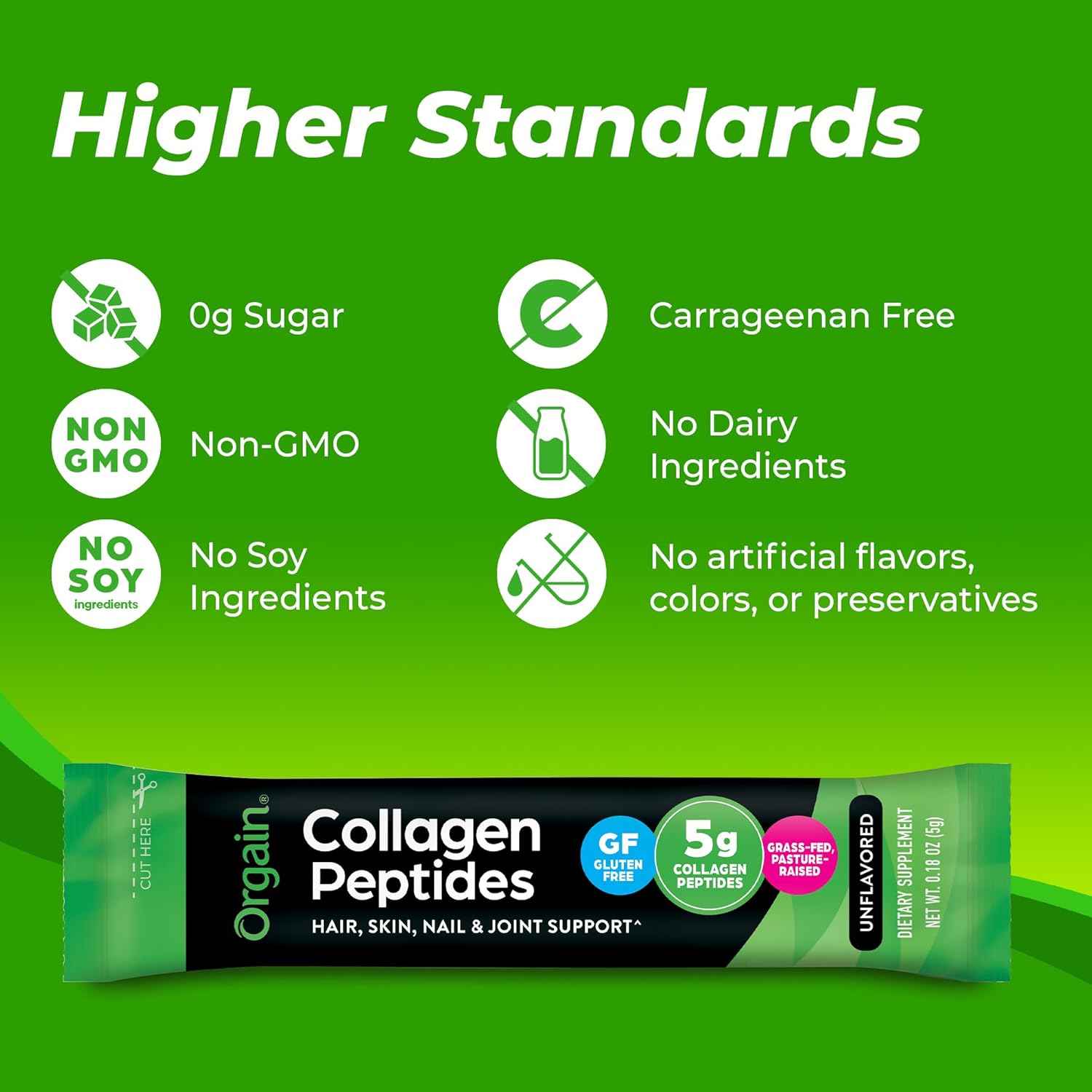 Orgain Hydrolyzed Collagen Peptides Travel Packets For Women & Men - 5g Grass Fed Collagen Per Serving, Hair, Skin, Nail & Joint Support Supplement, Non-GMO, Type I & III - Unflavored (25 Count) - Image 5