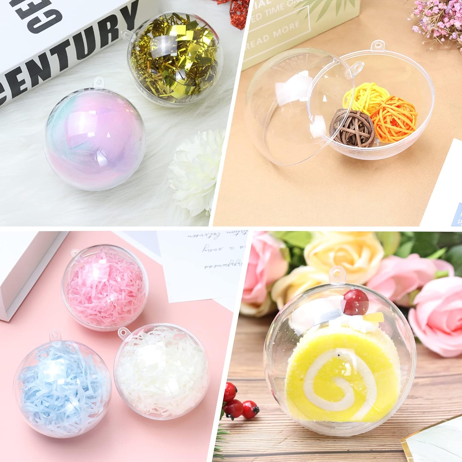 Clear Plastic Fillable Christmas Ball Ornaments Crafts | 20PCS, 80mm/3.15'' Shatterproof DIY Craft Balls, Perfect for Xmas Tree, Wedding, Birthday & Holiday Decor