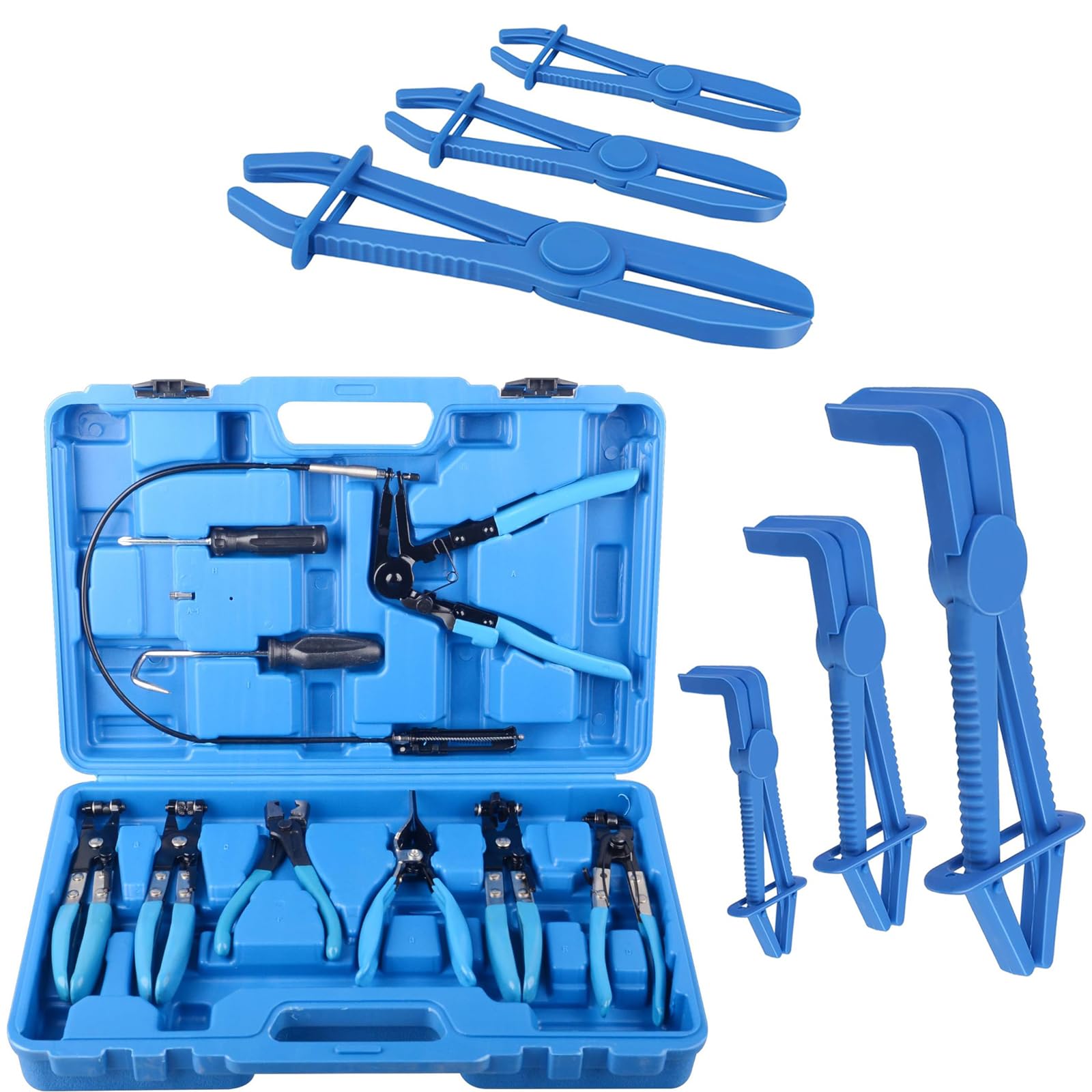 KOUTIANWU Hose Clamp Pliers Set Hose Clamps Pliers Collar Pliers Pliers Hose Clamp Pliers Tool for Car Cooler (Blue)
