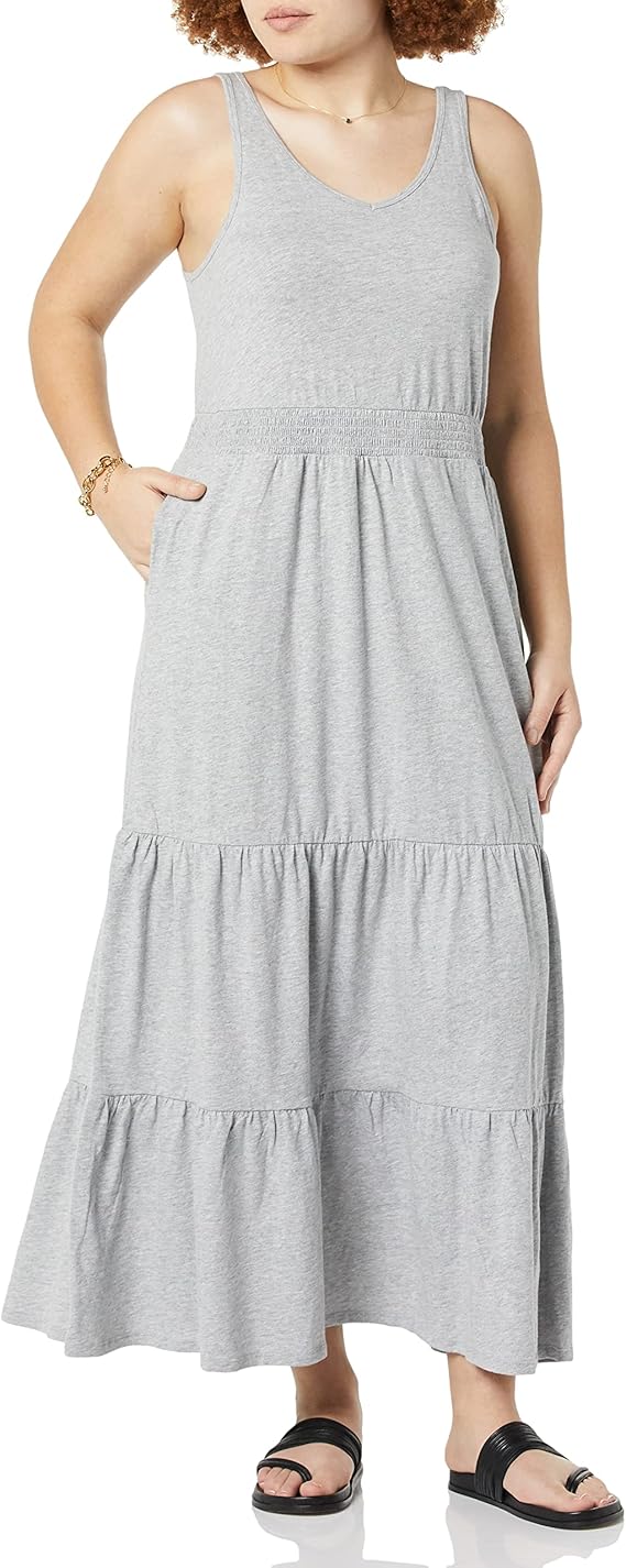 Amazon Essentials Women's Sleeveless Elastic Waist Summer Maxi Dress (Available in Plus Size)