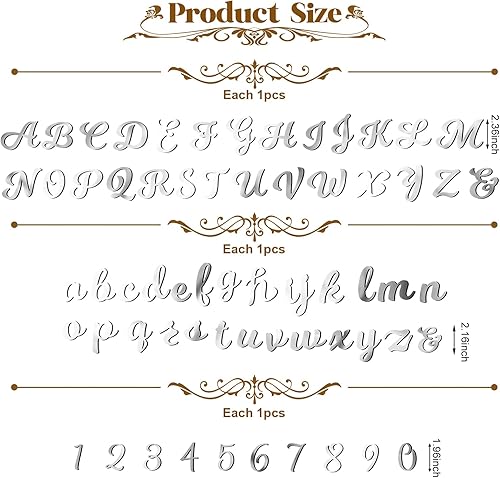 Miniatura 3 de Jspupifip 64 piezas de letras acrílicas con números del alfabeto, espejo número 0-9 y alfabeto A-Z personalizables, decoración de aniversario, boda,