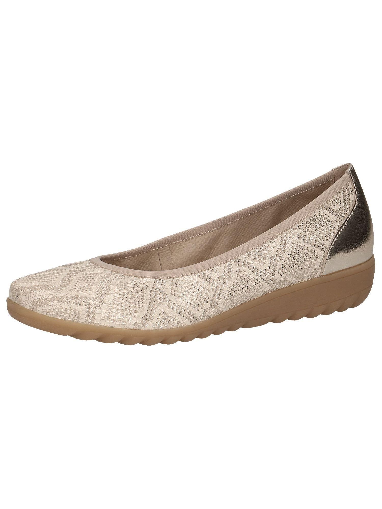 CAPRICE Women Ballet Flats Leather Wedge Heel, Gold (Lt.Gold Comb), 6 UK