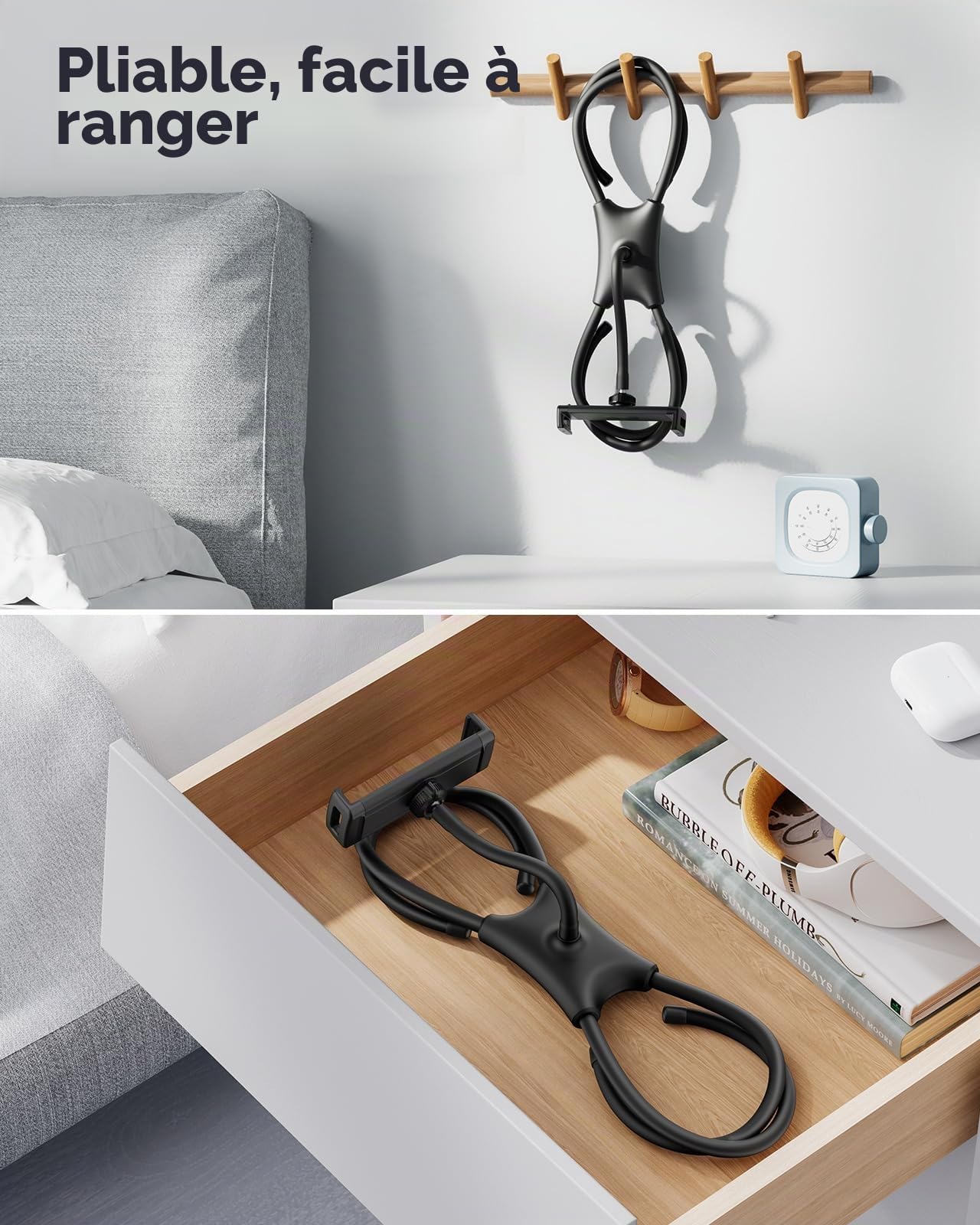 SAIJI Support Tablette pour lit, Support de iPad Ergonomique amélioré, Support de Moniteur Portable pour lit Adapté aux téléphones, tablettes, Switch et Autres appareils de 4,7"-17,3"
