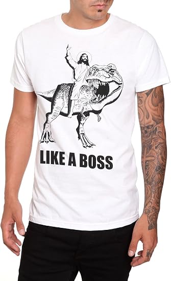 Jesus T-Rex Like A Boss T-Shirt Size 