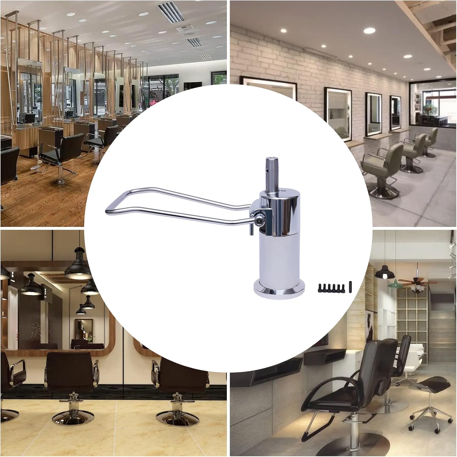 Barber Salon Chair Hydraulic Pump Replacement 6 Bolt Pattern 440 lbs Replacement Hydraulic Pump Barber Chair Beauty Salon Heavy Duty for Most Standard Styling Chairs Sliver 220kg