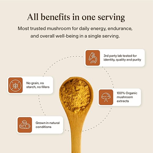 Miniatura 7 de Real Mushroom Cordyceps - Polvo de hongos Cordyceps Energía y rendimiento - Polvo Cordyceps orgánico con beta-glucanos, suplemento vegano, sin OMG,