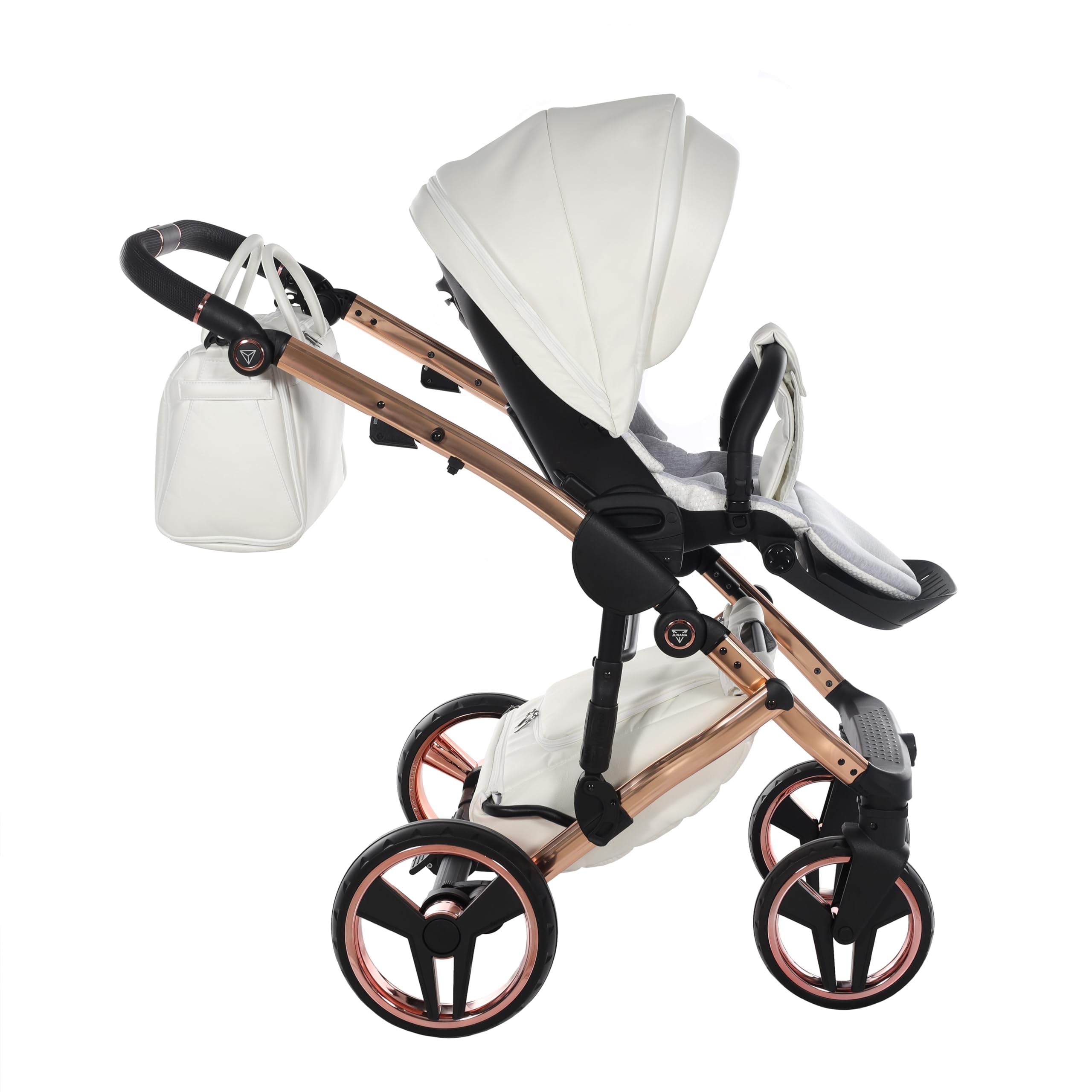 Junama Passeggino TRIO Diamond Fluo Individual 16 Bianco e Rame - 2in1 3in1 4in1 + ombrellino (4 in 1 con Base ISOFIX)