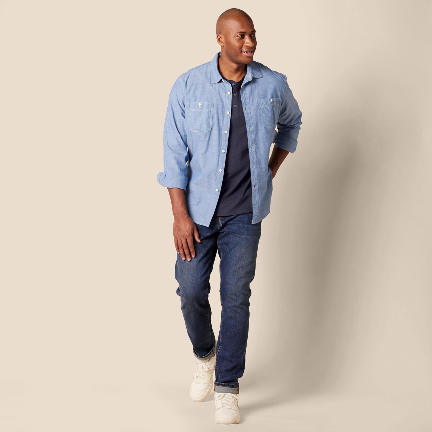 Amazon Essentials Long Sleeve Shirt for Men, Regular-Fit Henley, Available in Big & Tall - Image 7