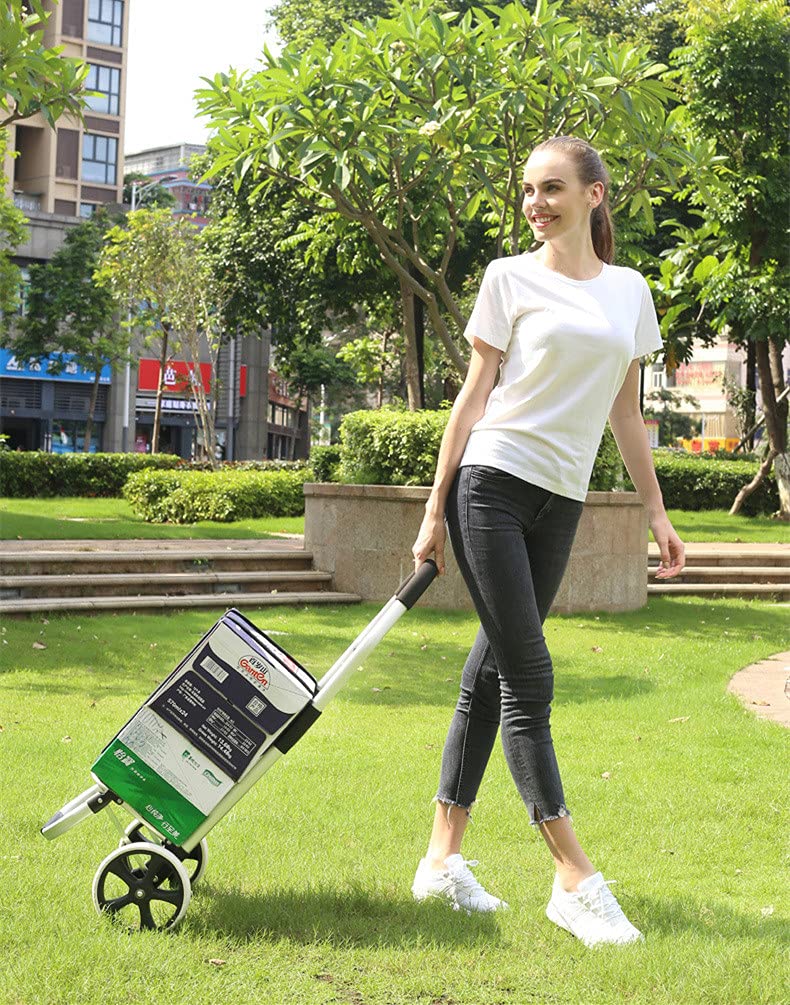 Falytemow Foldable Shopping Cart 2 Wheels 40 inch Handle Height Utility