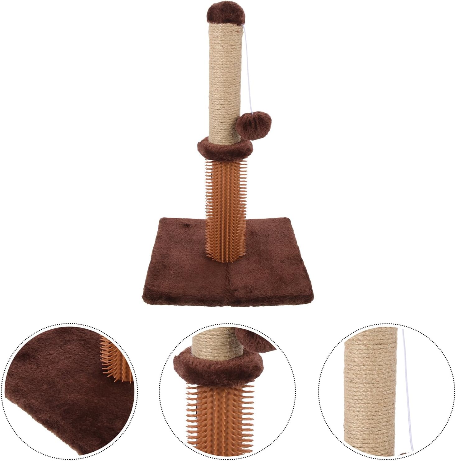 minkissy Cat Scratching Post with Vertical Palm Plush Cover, Sturdy Floor Scratching Pole for Indoor Cats and Kittens, Decorative Kitten Activity Scratcher with Platform for Daily Use