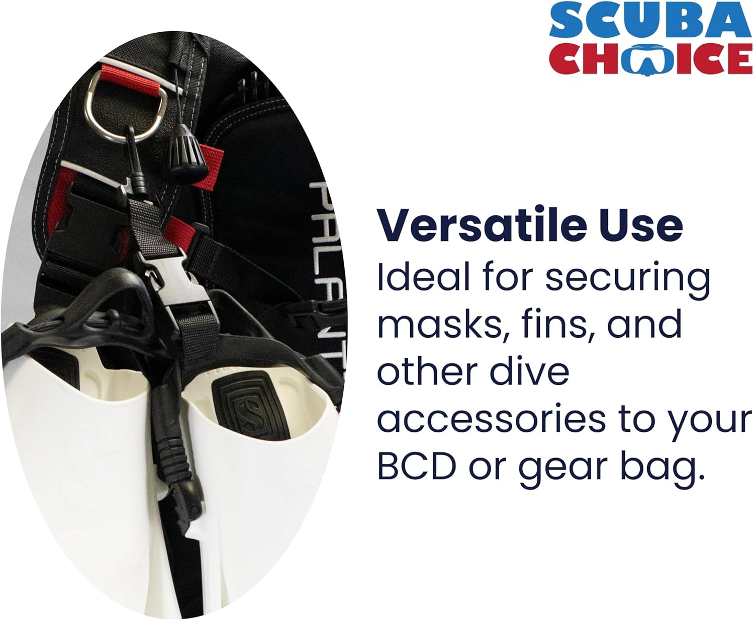 Scuba Choice Scuba Diving Black Utility Mask Fin Keeper Holder Strap with Quick Release Loop