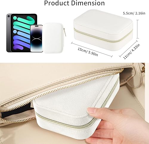 Miniatura 4 de Firelex Joyero de viaje para joyas, organizador portátil de joyería, estuche de joyería de terciopelo para mujer, mini caja de joyería para anillos,