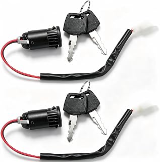 2 PCS Ignition Key Switch Lock with 4 Keys, 2 Wire Battery Ignition Switch Replacement Parts for Motorcycle Electric Bike Scooter Electric Lock Accessories