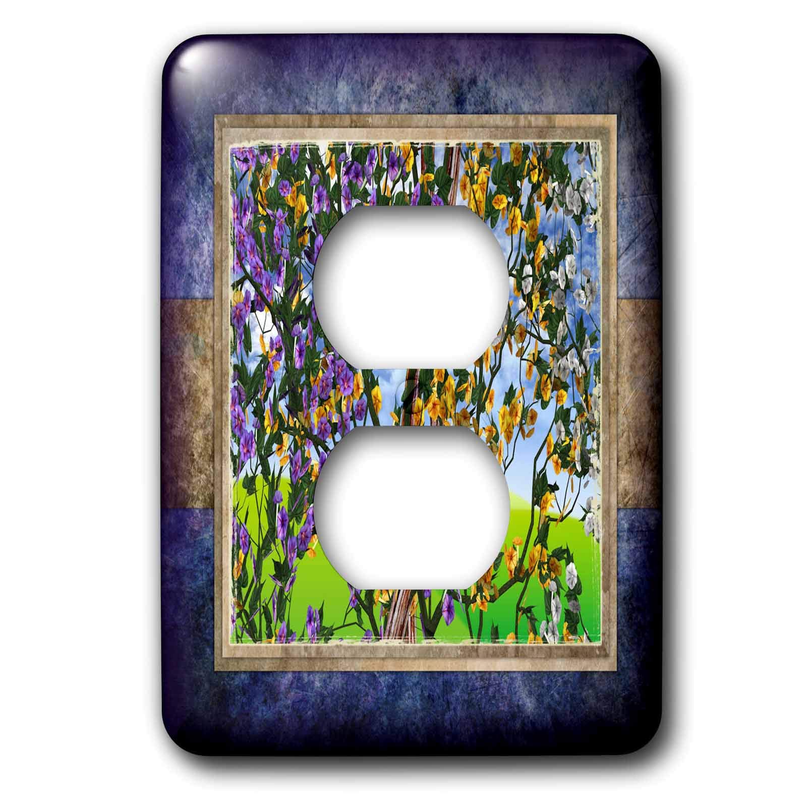 Cache 2 prises avec fleurs sur la vigne 3dRose lsp_34058_6 plaque murale déco