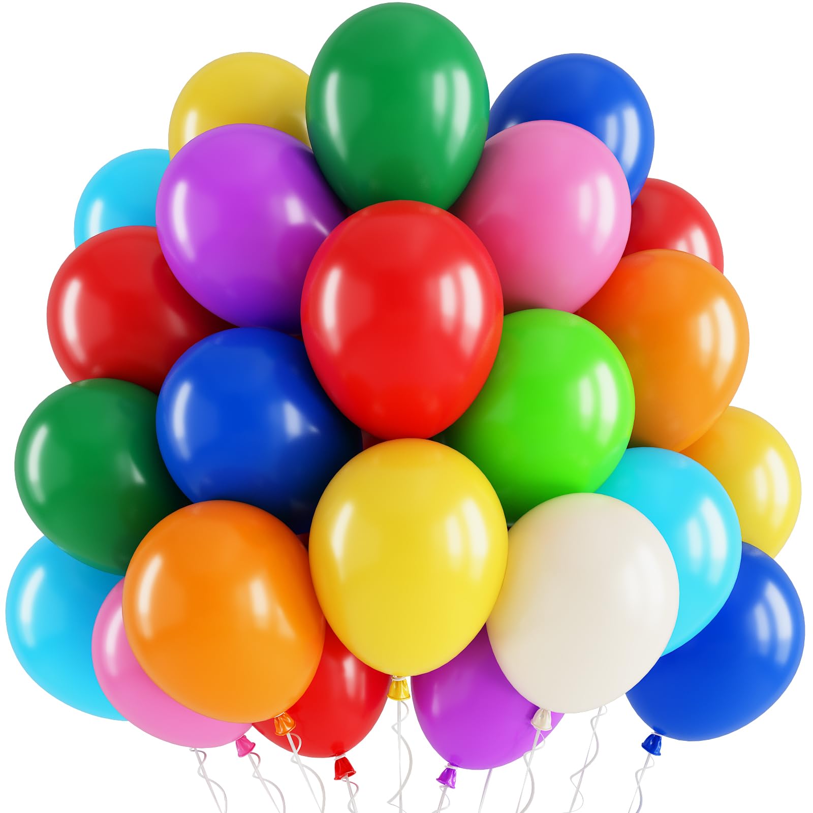 Jobkoo Assorted Colors Rainbow Balloons 12 Inch Colorful Multicolor Balloon