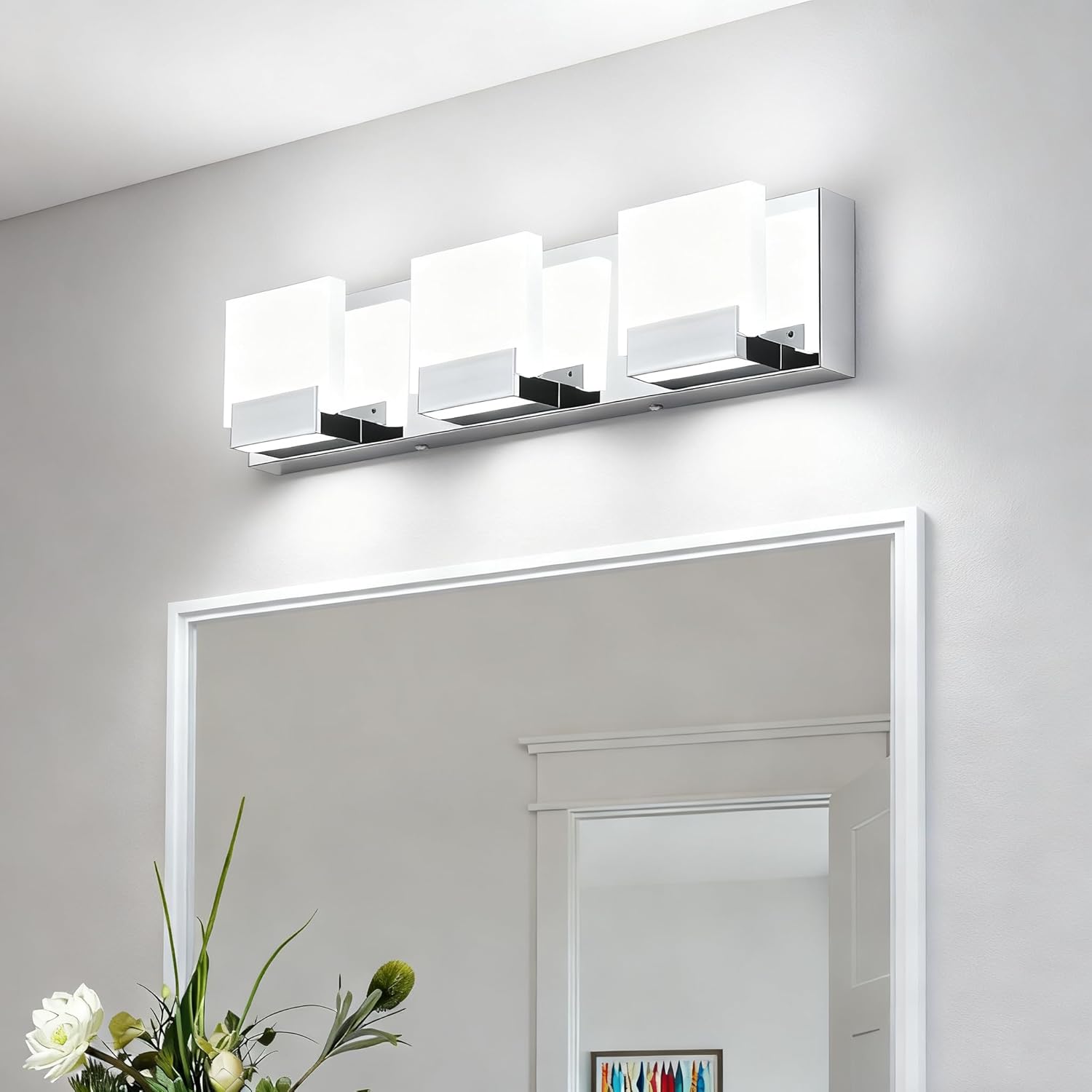 ZUZITO Chrome Bathroom Vanity Lights - 3 Light Modern Bathroom Light Fixtures - LED Vanity Lighting Fixtures 6000K Cool Whtie