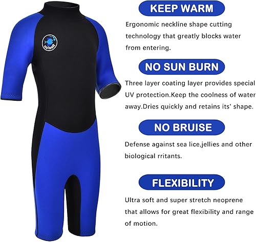 Miniatura 5 de REALON Kids Wetsuit for Toddler Girls Boys and Youth,3mm Neoprene Swimsuits Children Wet Suits 2mm ShortyFull Long Sleeve Back Zip in Cold Water