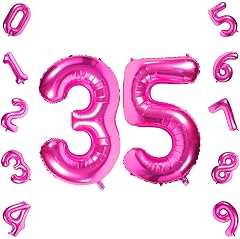 Atpata Funky 35 Number Pink Foil Balloon 16 inch Size Birthday Decoration Items | Happy Birthday Decoration Kit | 35th Year Birthday Party Anniversary Wedding Decorations