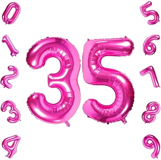 Atpata Funky 35 Number Pink Foil Balloon 16 inch Size Birthday Decoration Items | Happy Birthday Decoration Kit | 35th Year Birthday Party Anniversary Wedding Decorations