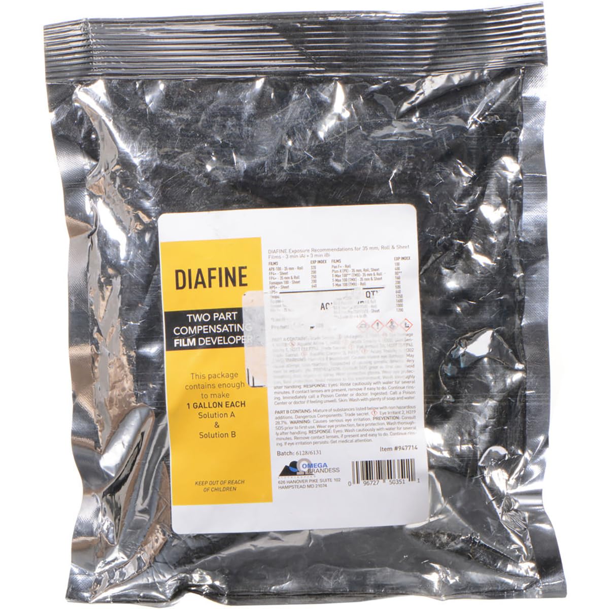 Acufine Diafine 2 Bath Black & White Film Developer Concentrate, Makes 1 Gal. of Solution