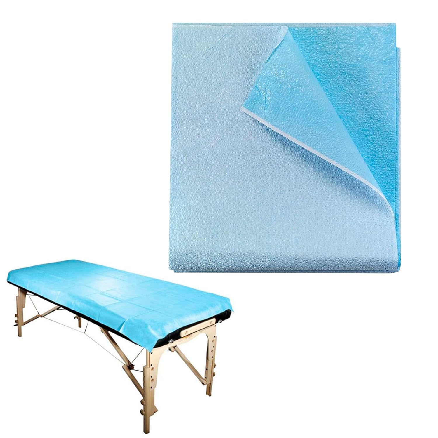 AMZ Medical Supply Disposable Stretcher Sheets 40 X 90. Pack of 50 Disposable Bed Sheets 40x90 Bed Covers Tissue/Poly Table Sheets for Hospitals, Salons, Spa Clubs, Massage Clubs, Tattoo.