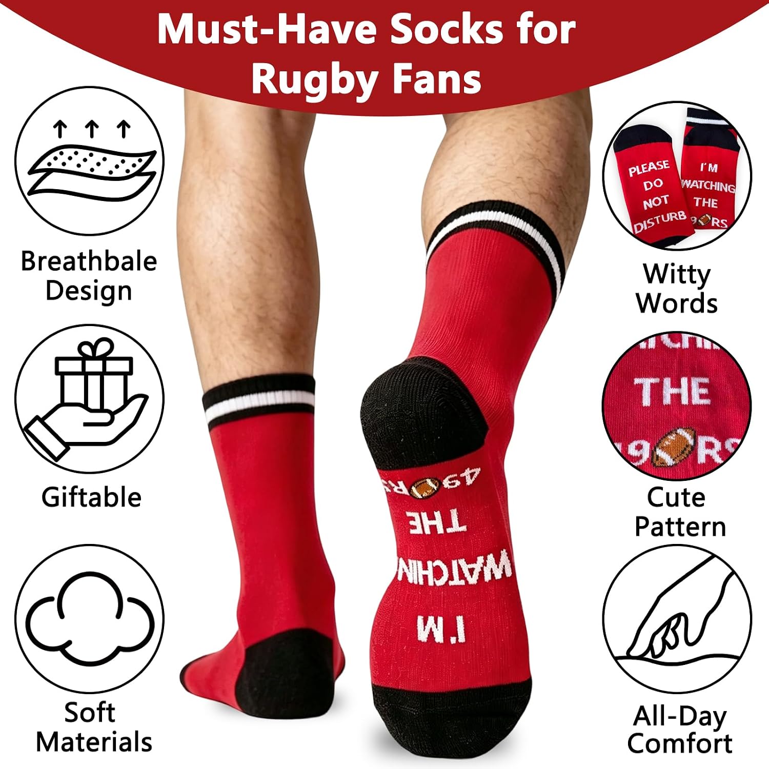 Football Lover Crew Socks - Please Do Not Disturb, I'm Watching Football Novelty Sports Season Game Socks Birthday Christmas Thanksgiving Gifts for Men Dad Grandpa Husband Son Boyfriend