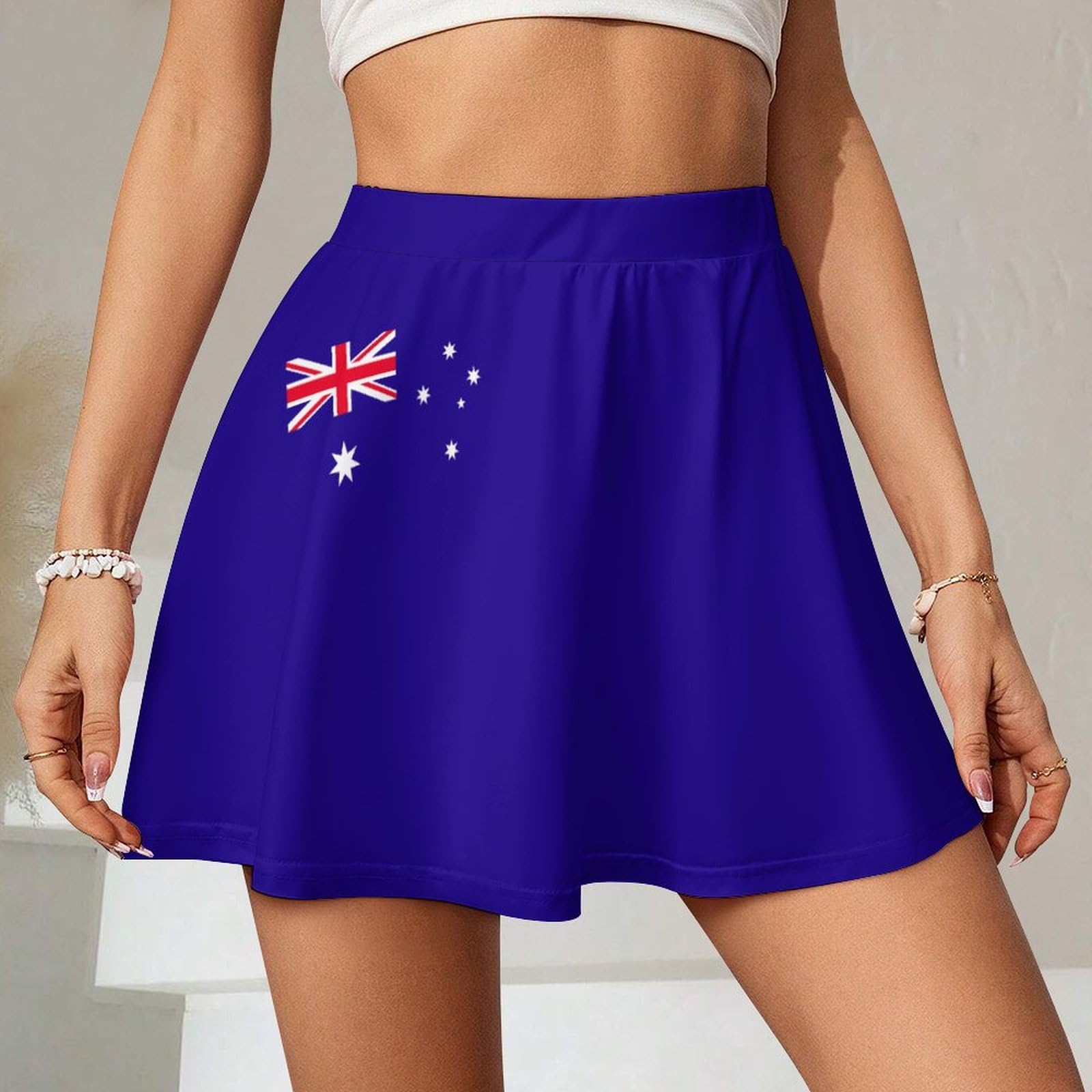 TAIZIYEAH Australia Flag 2025 Spring Summer High Waist Mini Skirts Flowy Skirt for Women Casual Boho Skorts Golf Tennis Skirts Stretch M