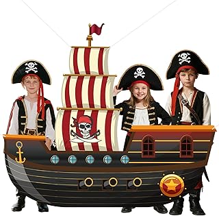 Caribbean Pirate Ship Party Backdrop Banner for Pirate Party Decorations Pirates Birthday Backdrop Sign Favors Photo Booth Props Supplies