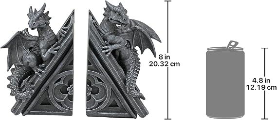 Design Toscano Gothic Castle Dragon Shaped Book Support, Dimensions: 12.5 x 4 x 20.5 cm