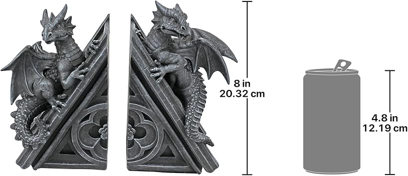 Design Toscano Gothic Castle Dragon Shaped Book Support, Dimensions: 12.5 x 4 x 20.5 cm