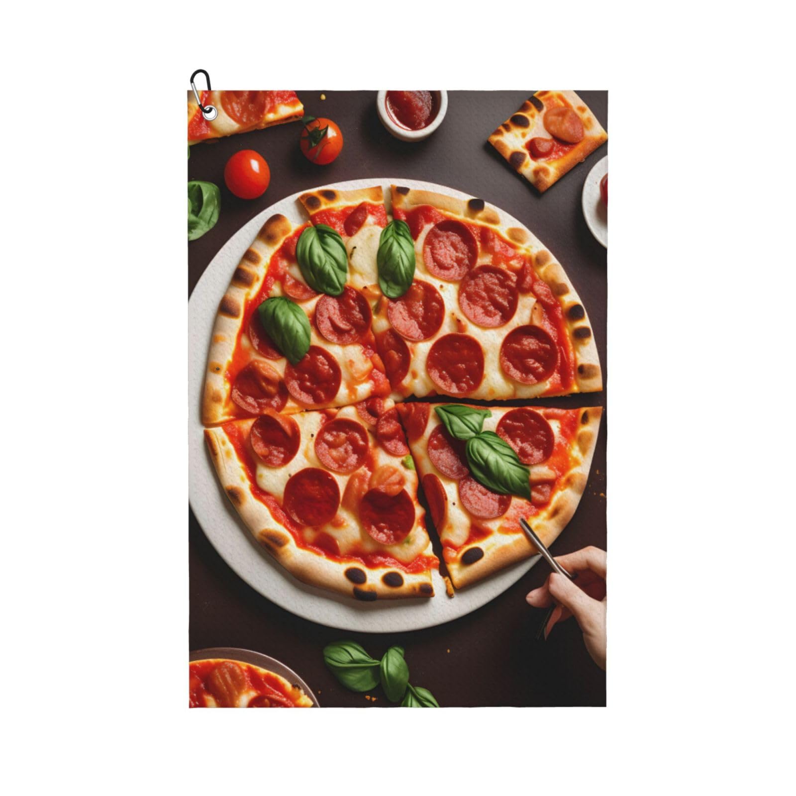 aacxzff Quick-Drying Microfiber Pizza Food Print Golf Towel with Integrated Carabiner Clip for Unisex 16x24in