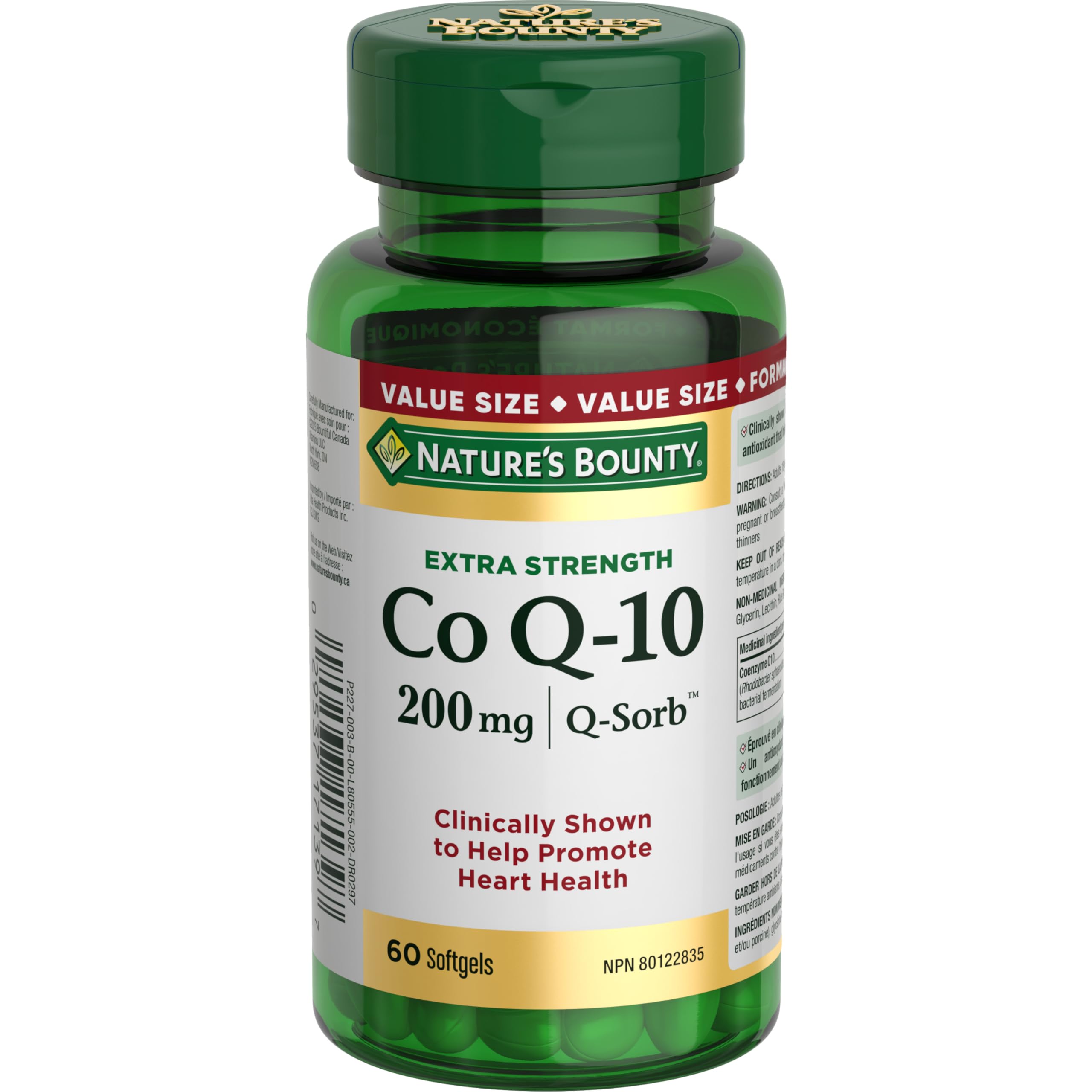 NATURE'S BOUNTY Co Q-10, 200 mg, Extra Strength, Clinically Shown To Help Promote Heart Health, Provides Antioxidants, Helps Maintain Healthy Heart Function, Softgels, 48.9 g