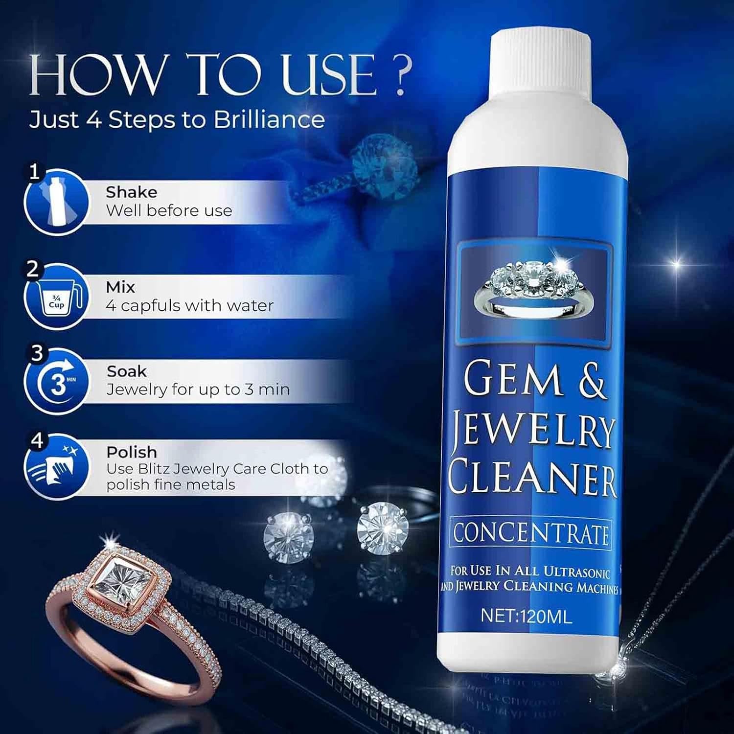 Jewelry Cleaner, Shine Polisher, Formulated with Gentle Protective, Care
