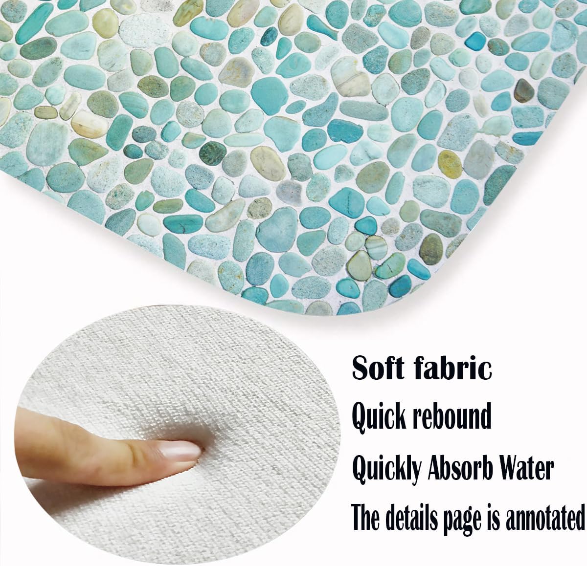LYFANS Pebble Stone Memory Foam Bath Mat, Non-Slip Absorbent Flannel Bathroom Rug, Soft Quick Dry Shower Floor Mat for Tub, Kitchen, Bedroom (21.5"x35")