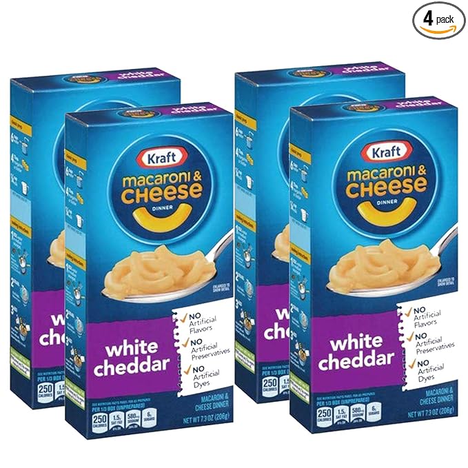 Kraft Macroni and Cheese Dinner, White Ceddar Pack of 4, x 206 g