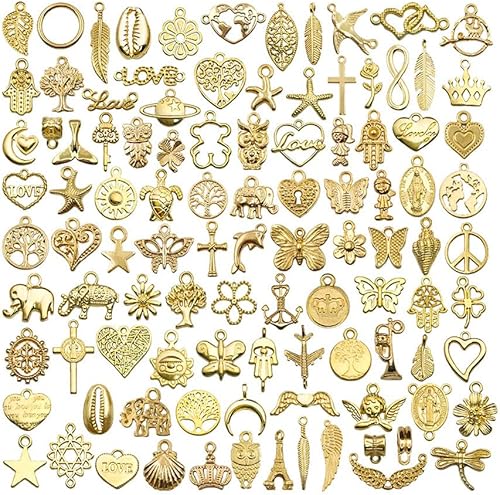 Miniatura 2 de 100 dijes de aleación mixta con anillos abiertos para manualidades, collares, pulseras, aretes, joyería