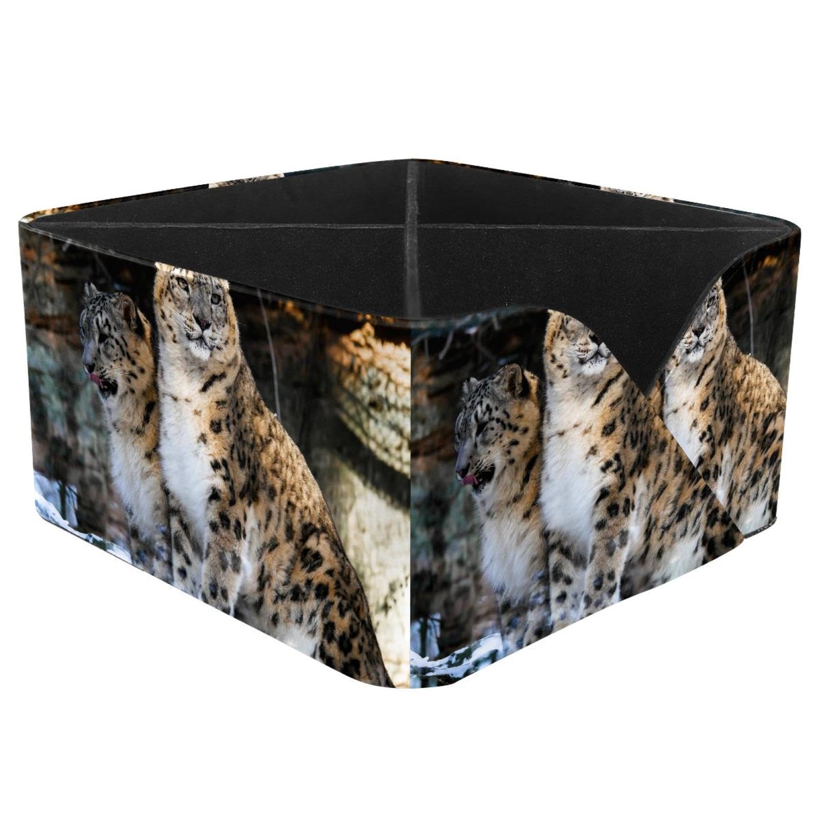 KengjuTesu Snow Leopards Desktop Organizer Pen Holder, Rectangular Pencil Cup for Office, Study and Makeup Stations