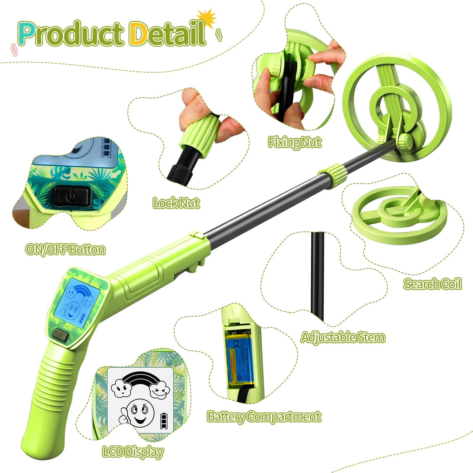 Détecteur De Métaux Pour Enfants - Télescopique 61 à 86 Cm, écran LCD Amusant, Recharge USB-C, Léger (510g), étanche, Idéal Pour Chasse Au Trésor En Extérieur - 9