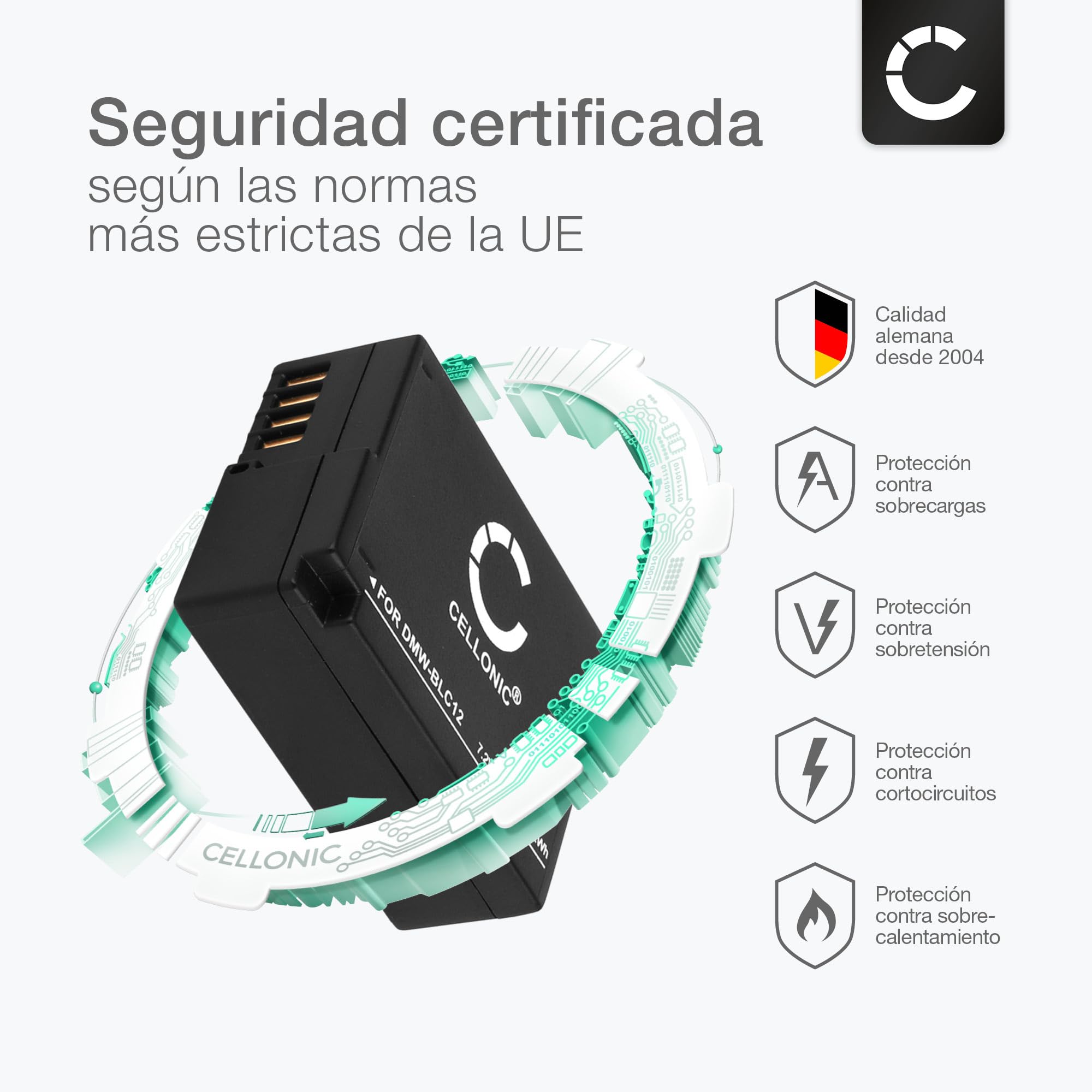CELLONIC 1x Batería para Cámara Compatible con Panasonic Lumix DMC-FZ1000, Lumix DMC-FZ300, Lumix DMC-FZ2000, DMW-BLC12 - (1000mAh, 7.4V)