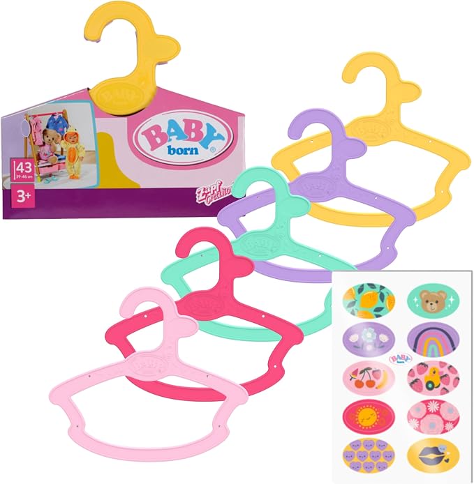 BABY born 5 Perchas para muñecas - Material Reciclado - Accesorios muñecas - Accesorios adecuados para muñecas de 43 cm