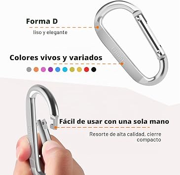 Gimars 10pcs Aluminum Alloy Spring Locking Carabiners - 8cm