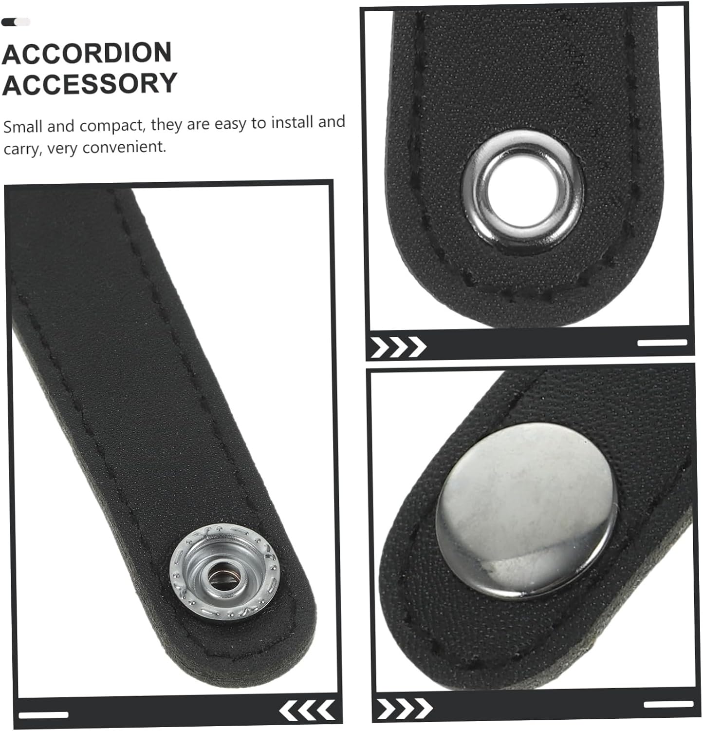 Accordion Bellows Belt Accessory Leather Black for Players