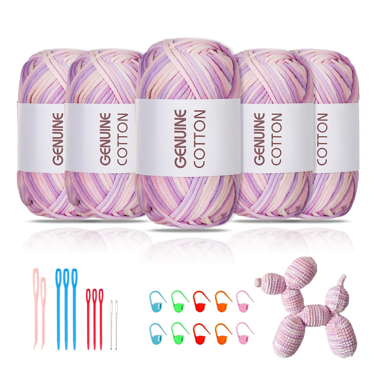 Maxee 5X50g Dickes Garn Baumwolle zum Häkeln, Chunky Häkelgarn für Anfänger, Kein Geteiltes Häkeln Amigurumi Wolle, Klobiges Baumwollgarn Einfaches Strickgarn zum Häkeln Stricke