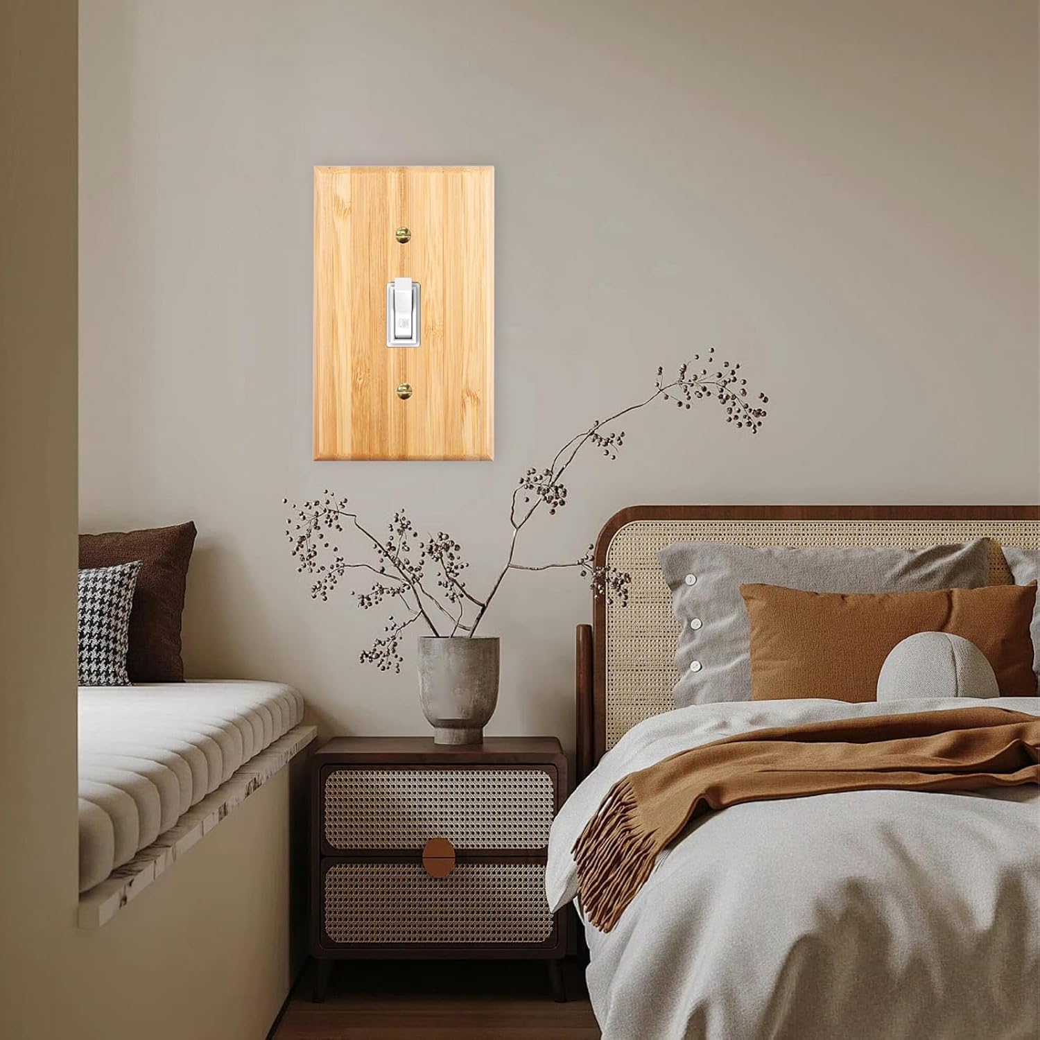 1PC Solid Wood Light Switch Plate Light Switch Cover Quality Raw Switch Plate Decorative Wall Plate Bamboo Single Toggle Wooden