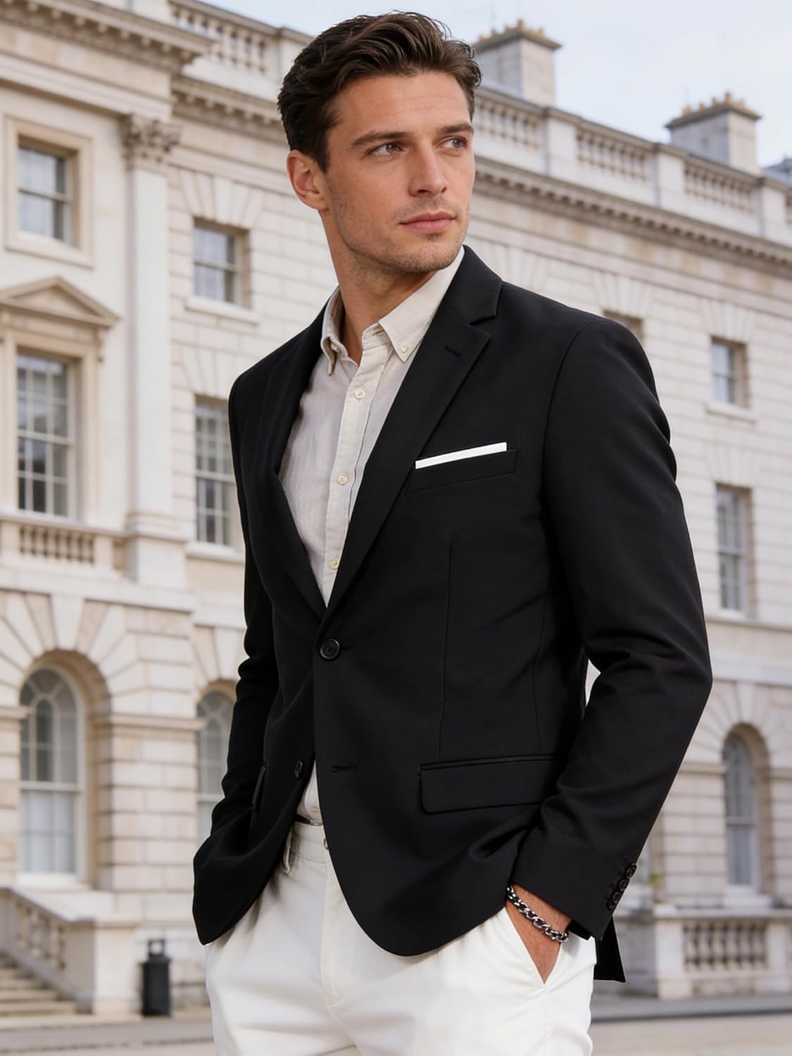 Barry.Wang Mens Casual Blazer Suit Jacket Two Buttons Sport Coat Lightweight Homecoming Business Daily Wedding Dress - Image 3