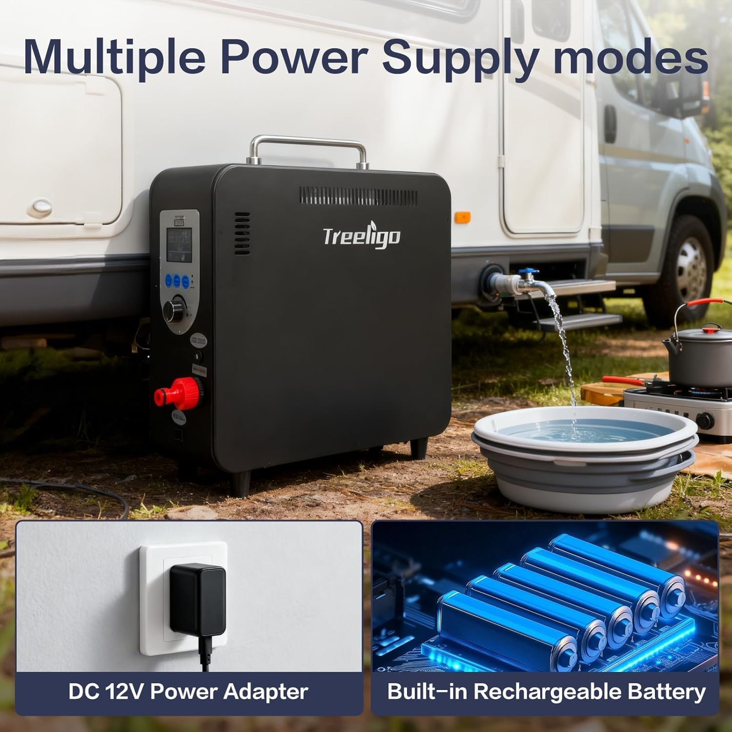 Treeligo 40,900BTU Portable Propane Water Heater for Camping,Instant Hot Water Heaters with Minimalist Style & 4500mAh Battery for Outdoor Showering and Cleaning on RV Trips, Hiking, Fishing