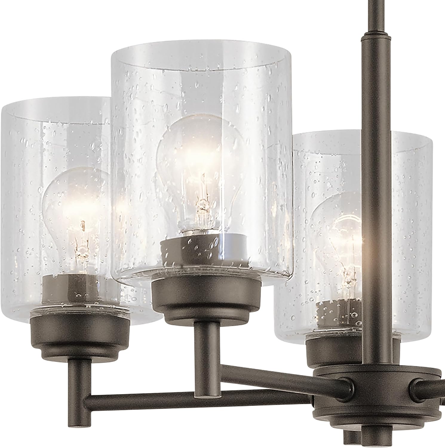 Kichler Winslow 19.75" Chandelier in Olde Bronze®, 5-Light Chandelier for Dining Room, Living Room, or Bedroom, Clear Seeded Glass, (19.75" W x 16" H), 44030OZ