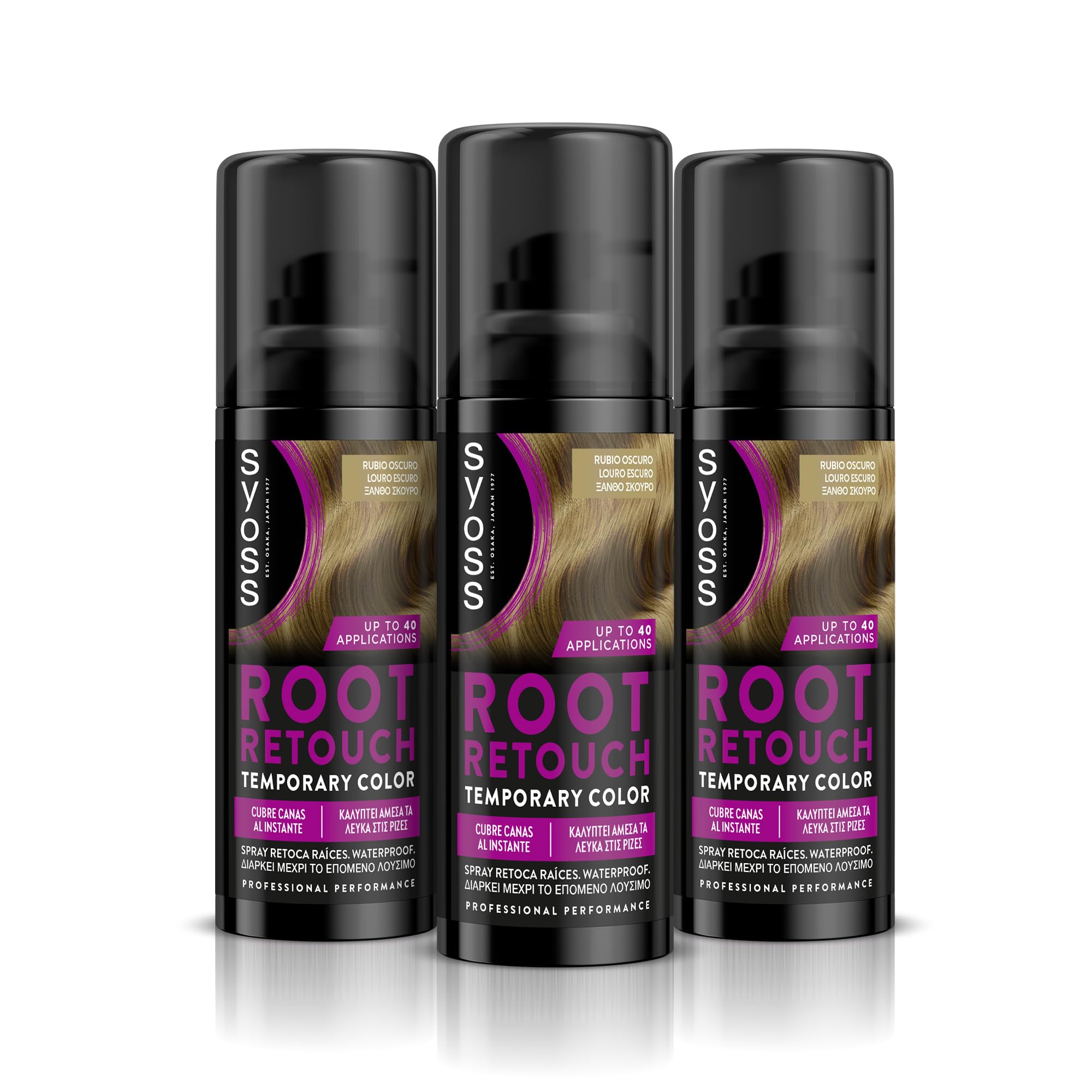 SYOSS Root Retouch Retoca Retoca tymczasowy kolor ciemnego blondu (1 x 120 ml), retuszer do włosów i włosów z natychmiastowym kryciem, tymczasowa koloryzacja włosów, zestaw 3 szt