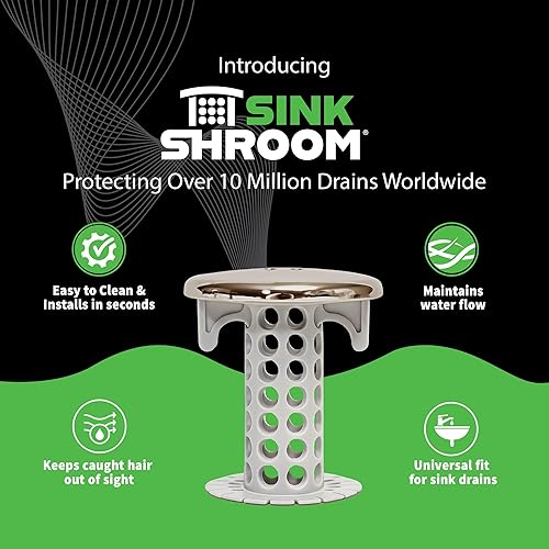Miniatura 3 de SinkShroom Protector Revolucionario de Drenaje para Lavabo de Baño Atrapapelos, Filtro, Capturador, Edición Níquel