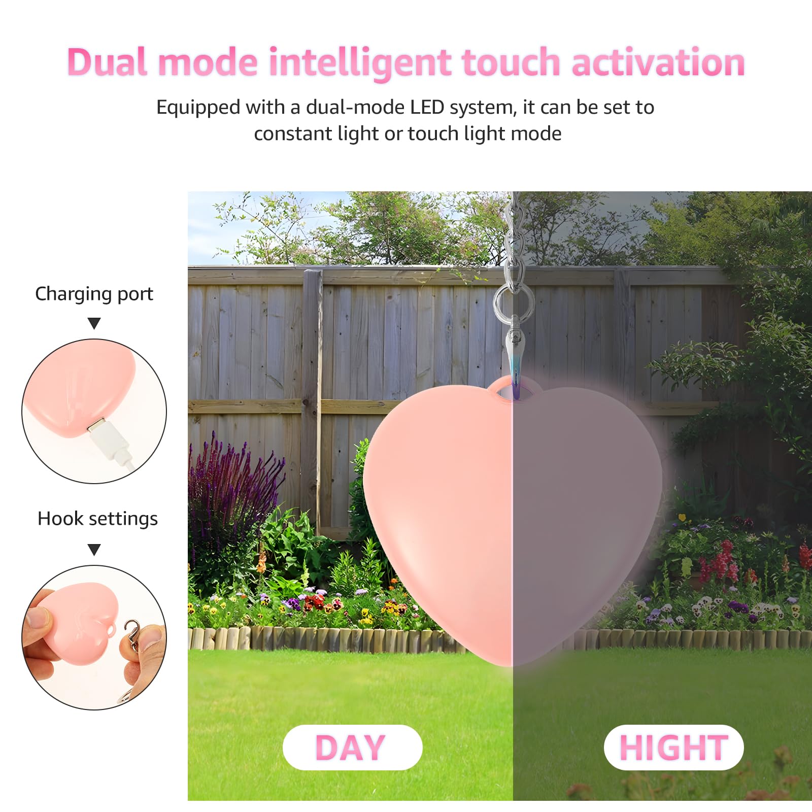 2Pcs Purse Glow Heart Light LED Automatic Sensor Form Purse Lamp Mini Touch Activated Handbag Light Portable Night — view 6